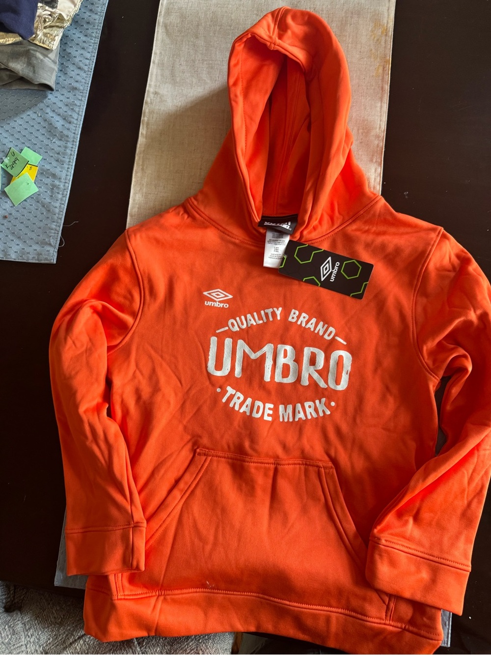 Umbro Kids' Orange Hooded Sweatshirt soccer brand NWT